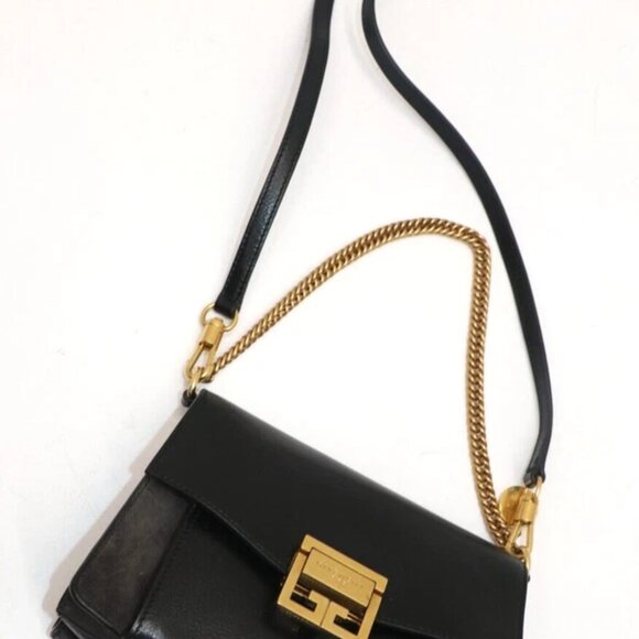 GIVENCHY Goatskin Suede Small GV3 Shoulder Bag Black - Picture 15 of 16
